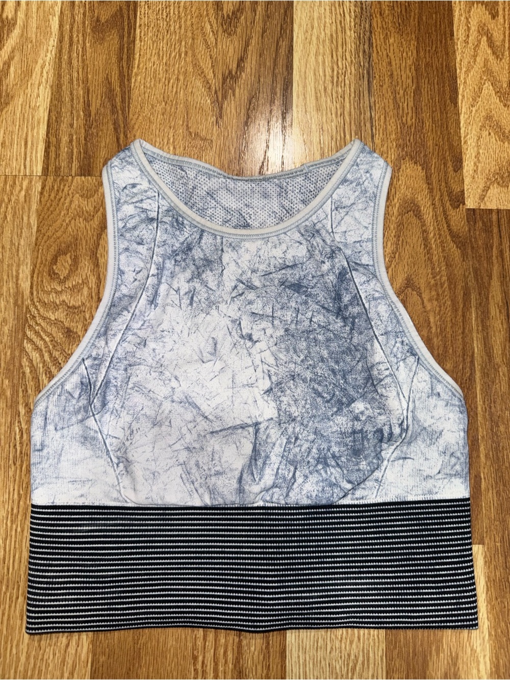 Lululemon Ebb to Train Sports Bra Tie Dye White Black Luna Ribbed Band Size 4